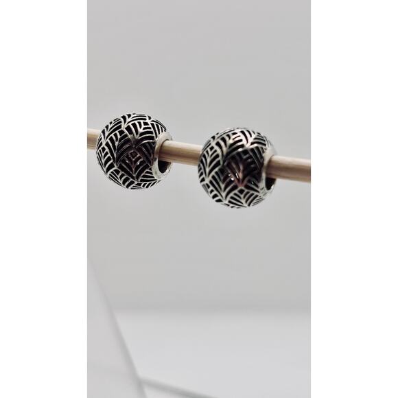 2 Authentic PANDORA Charms Tropicana Palm Leaf Bead Sterling Silver ALE 925 - Picture 1 of 3